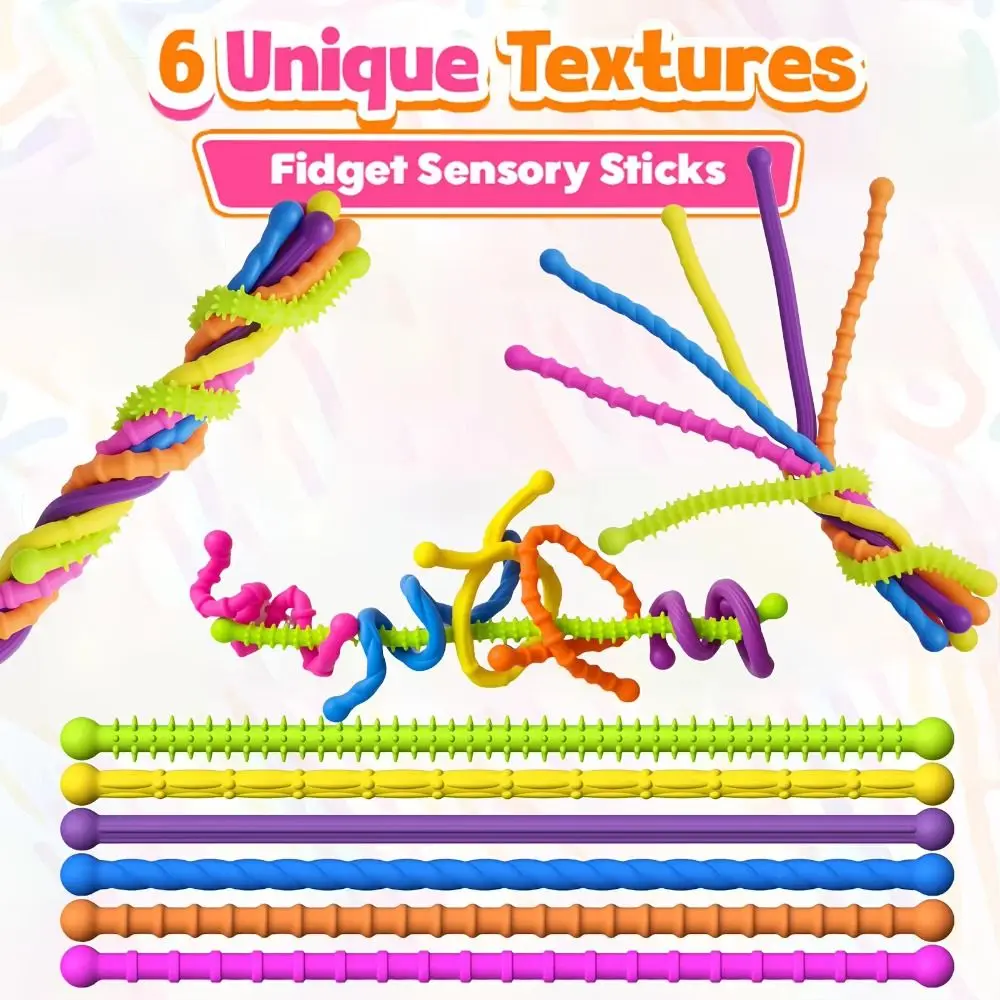 Silicone Texture DIY Sensory Strip Toys Stretchable Enhancing Attention Silent Decompressors Rings Unique Elastic Noodles