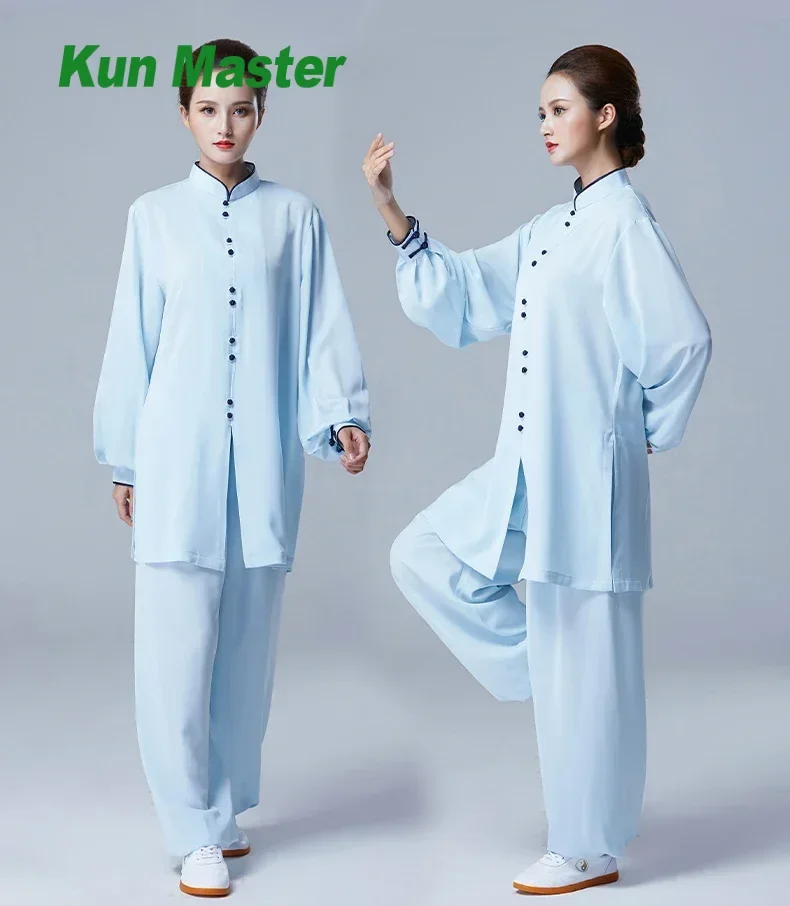 Summer Tai Chi Clothes Wrinkle Free Wushu Clothing Kung Fu Dress Martial Art Light Biue Uniform Breathable 2022 New Style