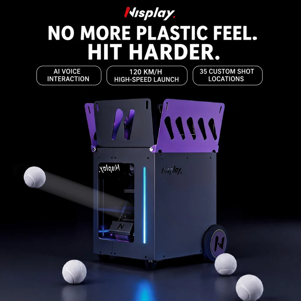 Smart Tennis Ball Machine, APP Remote Control, 35 Shot Locations, 80+ Balls, Full Court Training