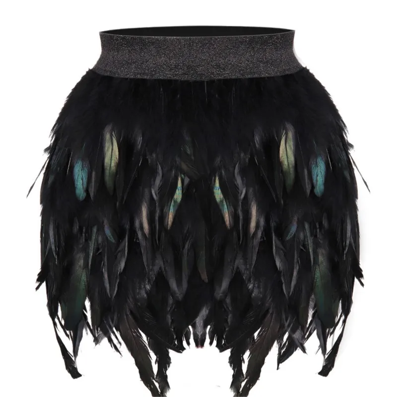 Fashion Gothic Festival Feather Skirt Celebration Half-length Dress Irregular Party Event Dance Dress Sexy Bar Jazzy 2026