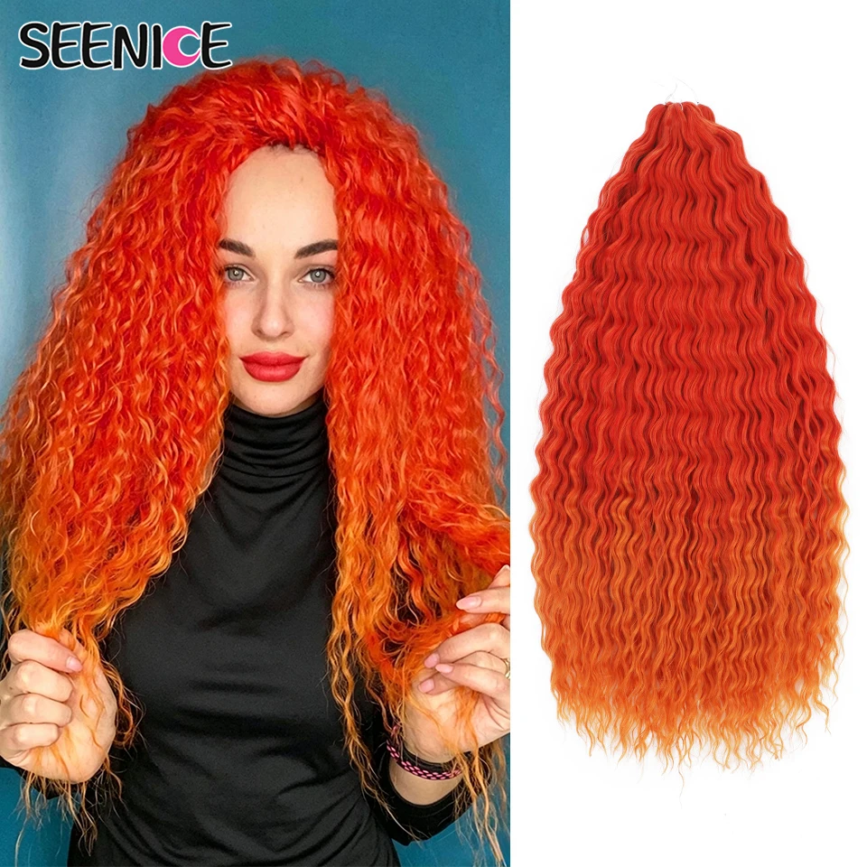 African Curls Synthetic Water Wave Twist Crochet Braiding Hair, Afro Curl, Ombre Blonde Pink Deep Wave