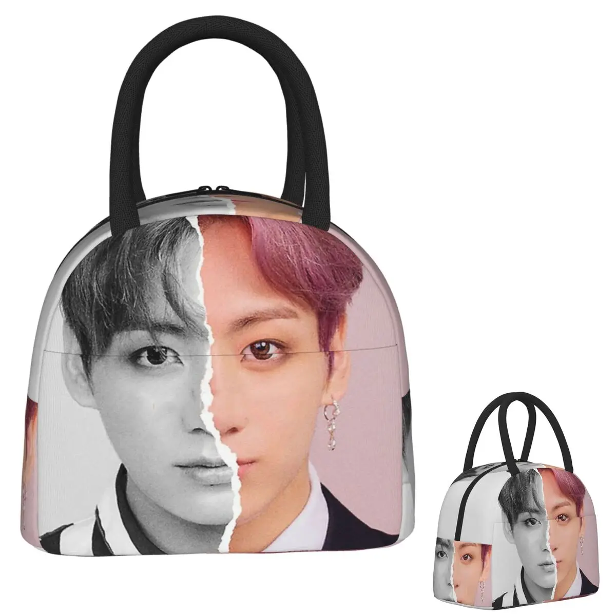 

Jungkook Lunch Bags Insulated Bento Box Portable Lunch Tote Leakproof Picnic Bags Cooler Bag for Woman Kids Travel