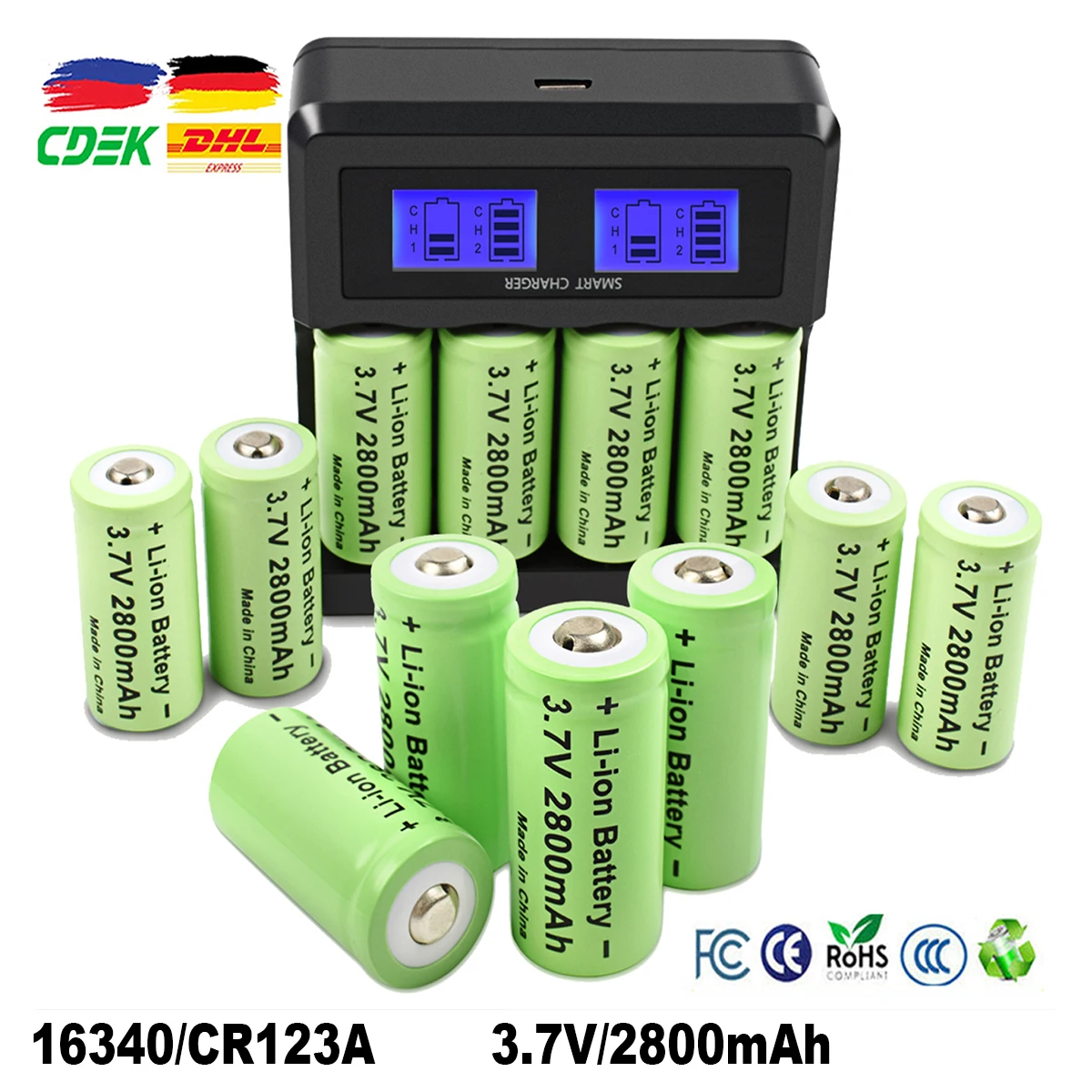 4/8PCS 16340 Akkus CR123A Batterie 2800mAh 3,7 V Li-Ion LED Taschenlampe Reise Wand Mit LCD dual Ladegerät Batterie