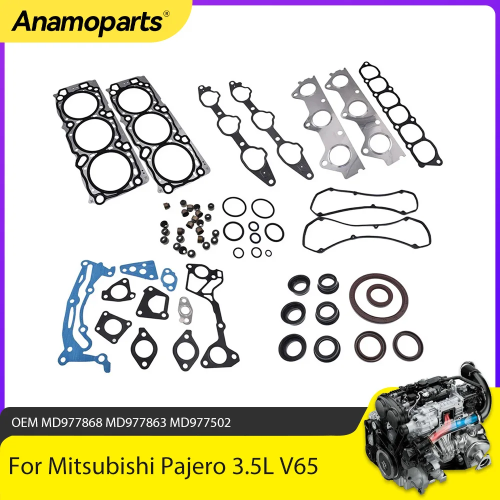 

Engine Part Full Gasket Set Overhaul Gasket Kit Fit 3.5 L V6 Gas 6G74 For Mitsubishi PAJERO MONTERO 3.5L 6G74 V65W V75W MD977868