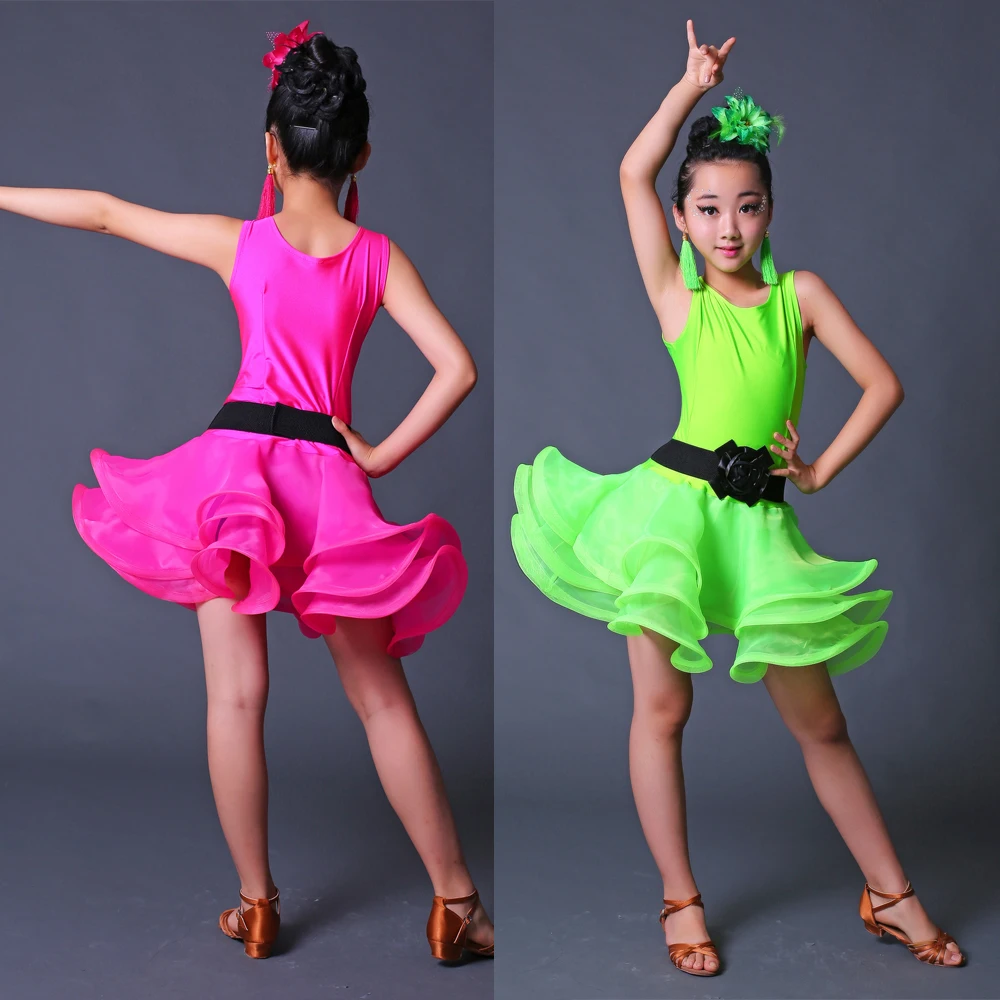Vestido de baile latino profesional para niñas, azul y rojo, ropa de baile de salón para niños, trajes de baile de Salsa, trajes para fiesta y escenario