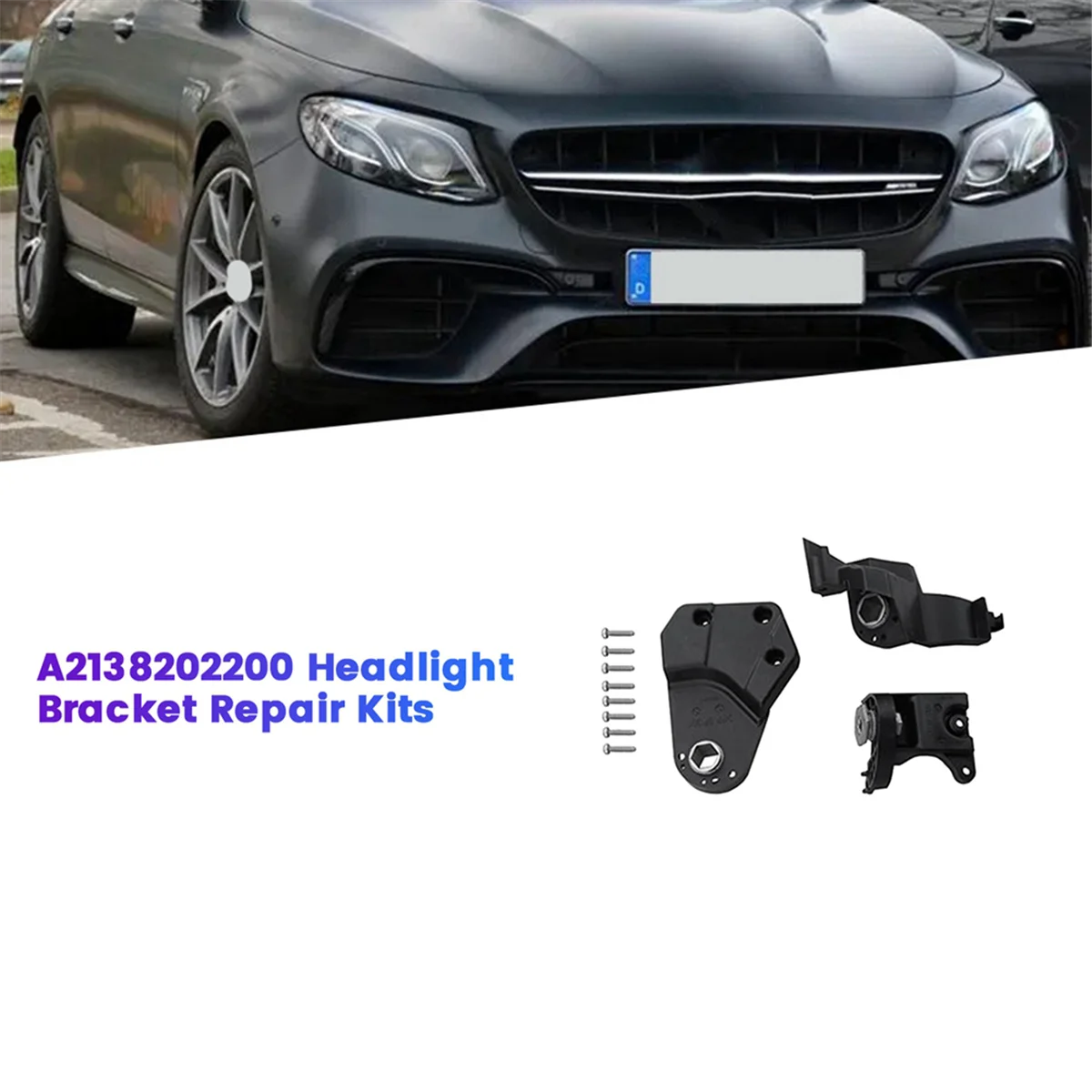 Left Front Headlight Bracket Repair Kit A2138202300 for Mercedes Benz E W213 W238 16-20 Head Light Holder Fixed Screw