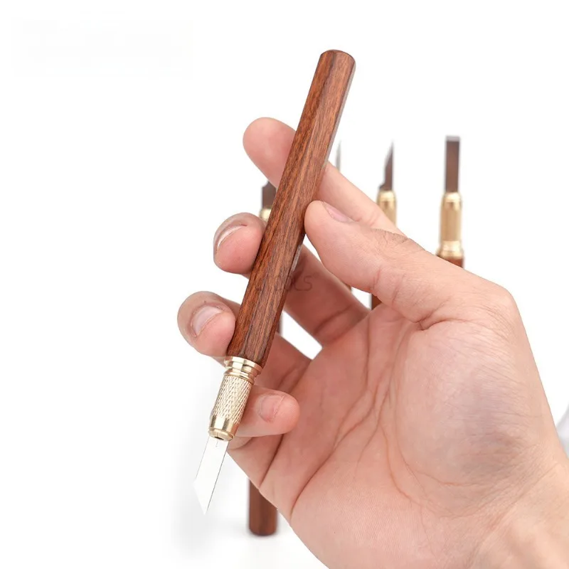 Sour Wood Carving Knife Solid Wood Carving Pen with Cover Alloy Knife Replaceable Blade Handmade Woodworking Fine Carving Tool