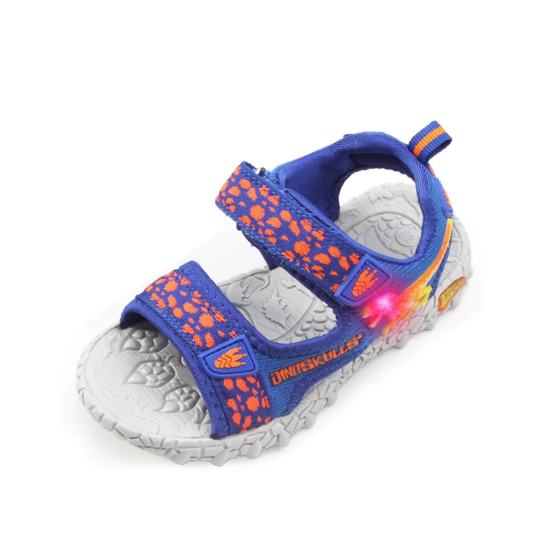 DINO Kids Summer Sandals 2023 New LED T-Rex Fashion Lighting Shoes Little Boys Open Toe Breathable Outdoor Beach Sandals