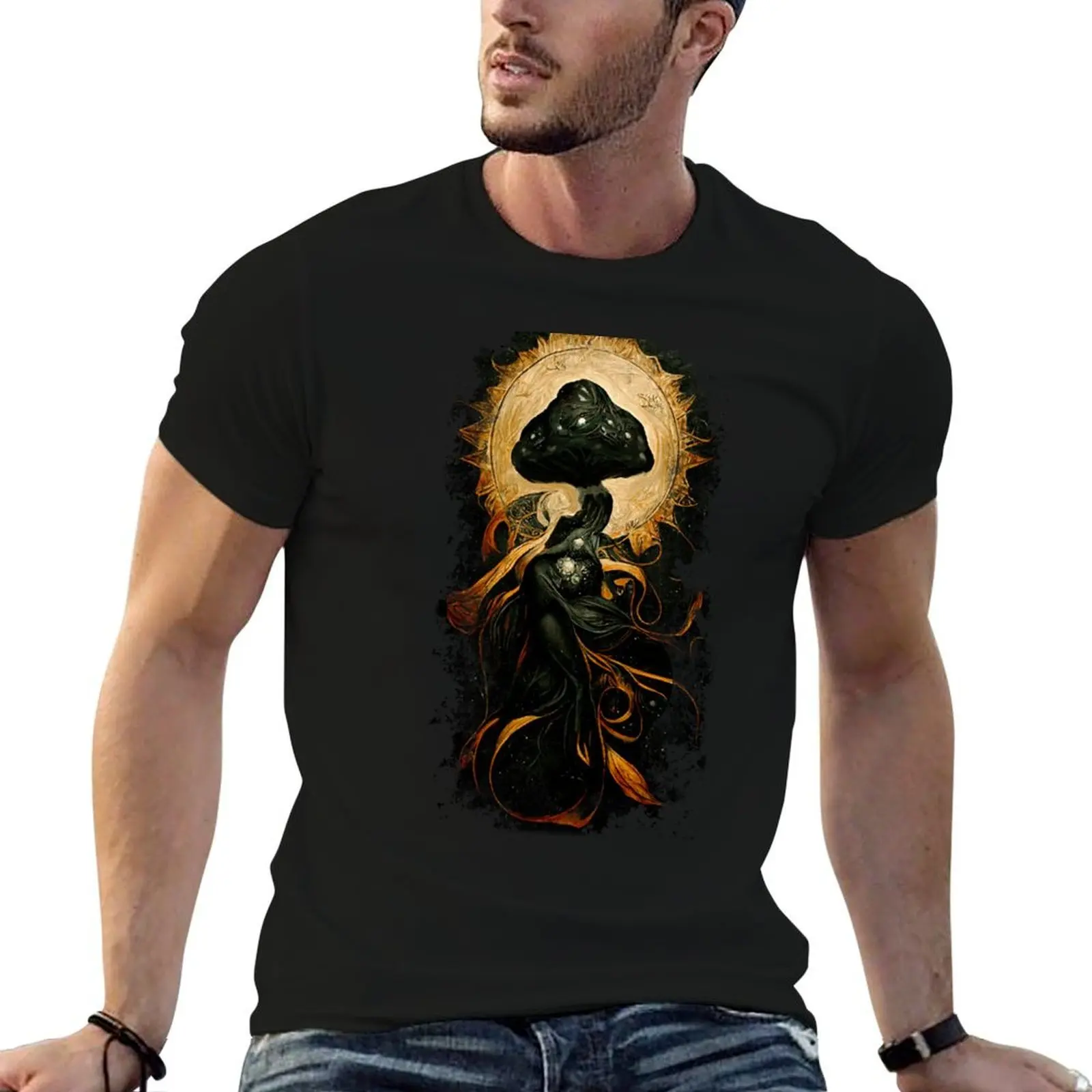 Magic Mushroom Forager, Mushroom Nebula explosion T-Shirt Fitness Training Breathable Tee