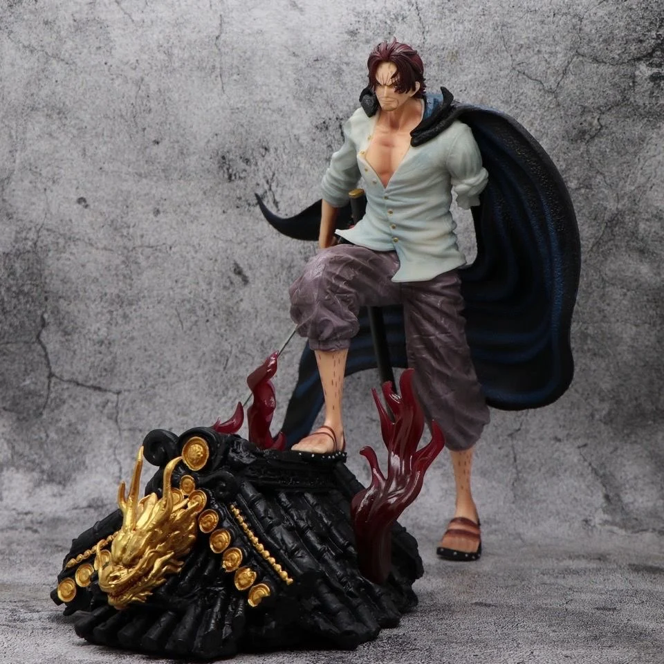 32 cm Neue EIN STÜCK Anime Figur Shanks Umfang PVC Modell Szene Statue Desktop Dekoration Ornamente Kinder Weihnachten Geschenke Spielzeug