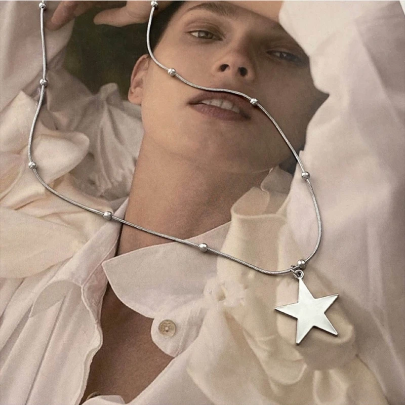 Star Pendant Necklaces Elegant Star Chain Necklace Y2k Star Neck Jewelry Stainless Steel Material Perfect for Women Girl