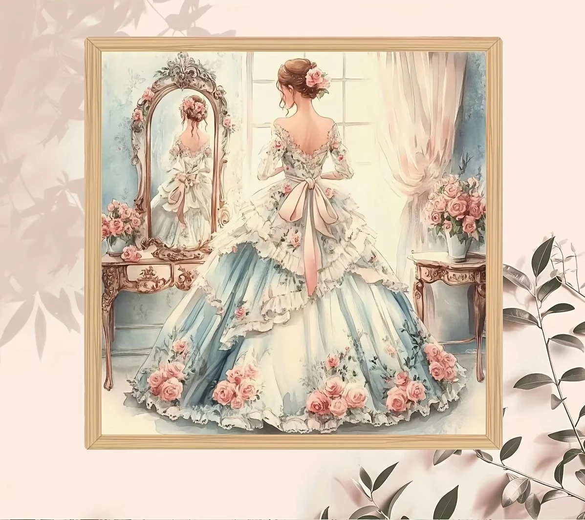 Oil Painting By Numbers Romantic Noble Lady Rose Gown Interior DIY Handmade Paint Set Unframed Apartment Wall Decoration