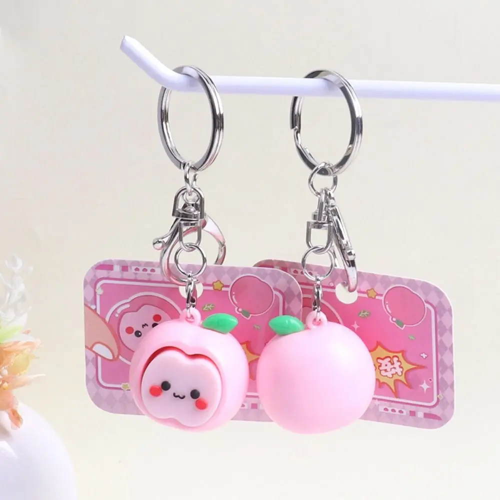 Pineapple Design Fruits Durian Button Keychain Click Sound Button Shape Mini Pressable Strawberry Keychain Squeeze Function