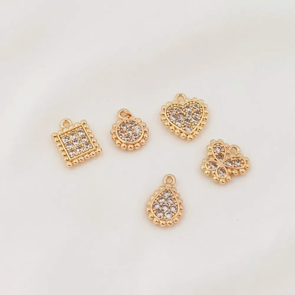 

DIY Handcrafted Pendant with 14K Gold Inlaid Zircon Water Drop Round or Square Heart-shaped Butterfly