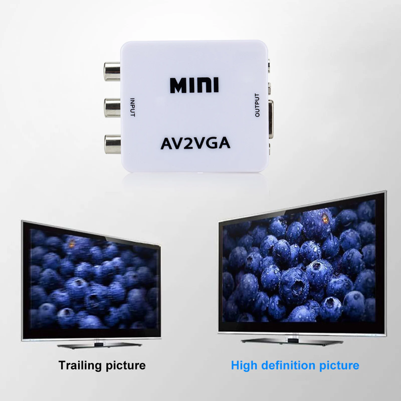 Mini AV2VGA Video Converter Convertor Box AV RCA CVBS to VGA Video Converter Conversor with 3.5mm Audio to PC HDTV Converter