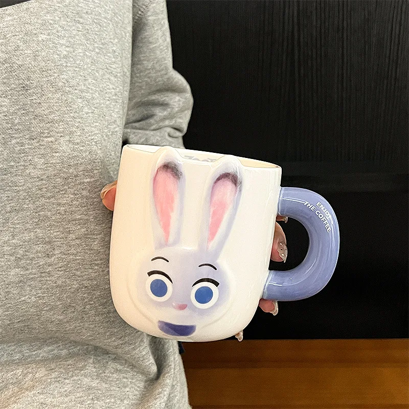 Zootopia Nick Judy Cute Cartoon Couple Ceramic Coffee Cup Kawaii Mug Water Cup Lovely Periphery Adorkable Room Decoration Gift