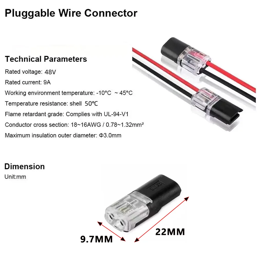 Double Wire Plug-in Connectors with Locking Buckle Car Wire 2 Way Terminal Block Waterproof Quick Connector Cable Clamps image 5