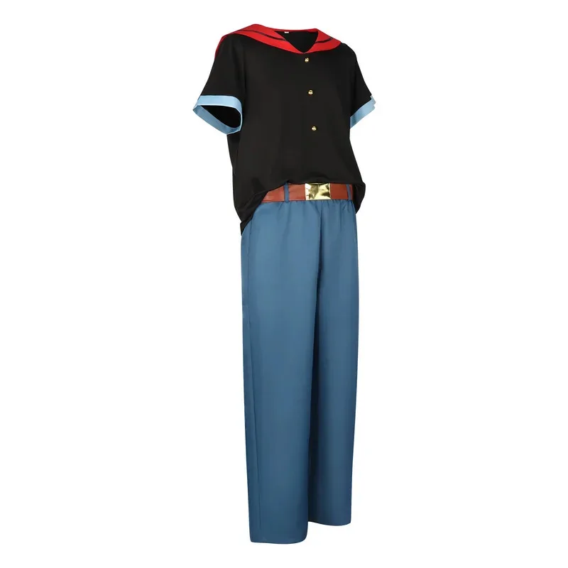 

COSda@Popeye Costume Adult Sailor Suit Shirt Pants Belt Full Set Halloween OutfitsCOSda@
