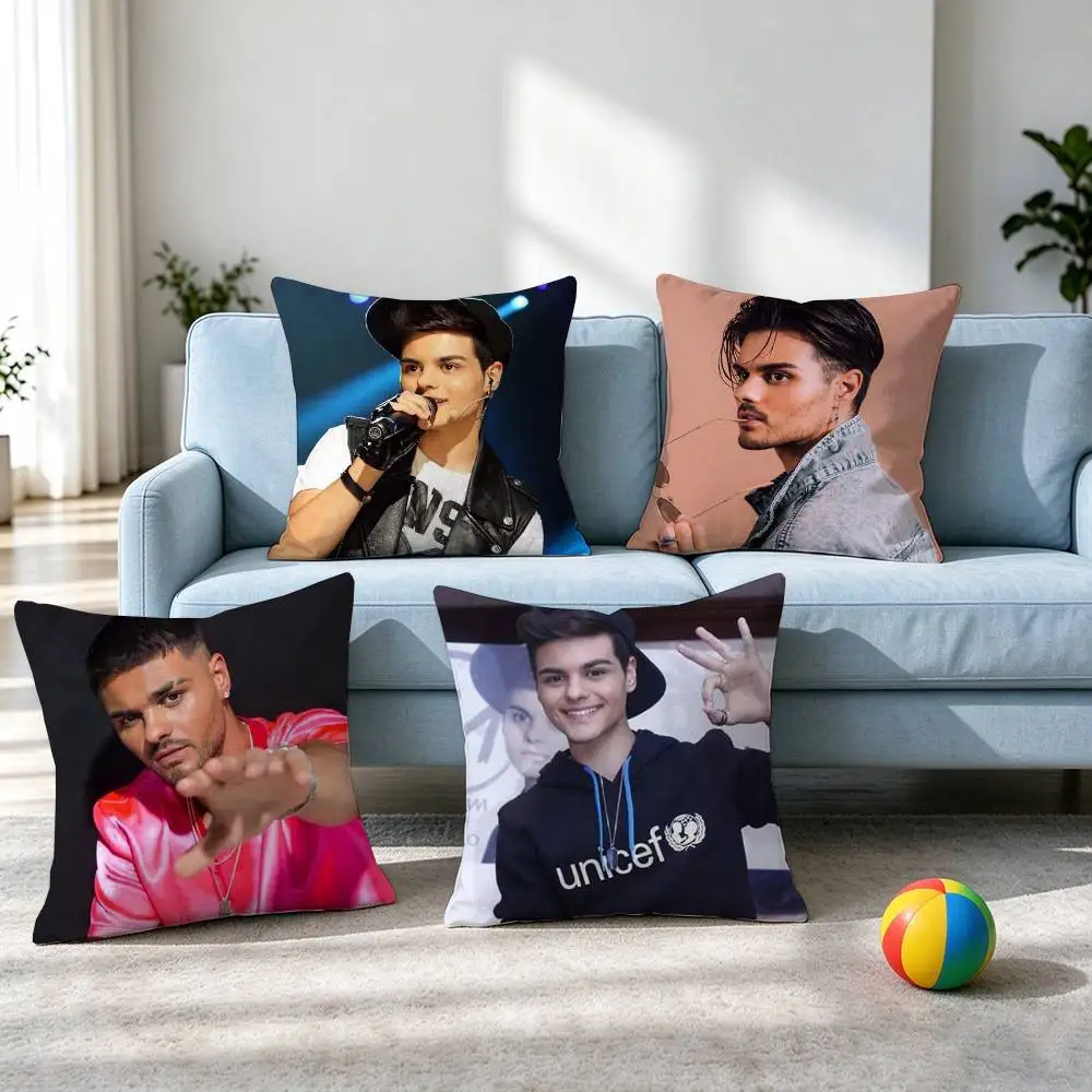 A-Abraham Mateo Latin Pop  Square Double-Sided printed Pillow Case Bedroom Bedside Pillow Sofa Cushion Cover Gift