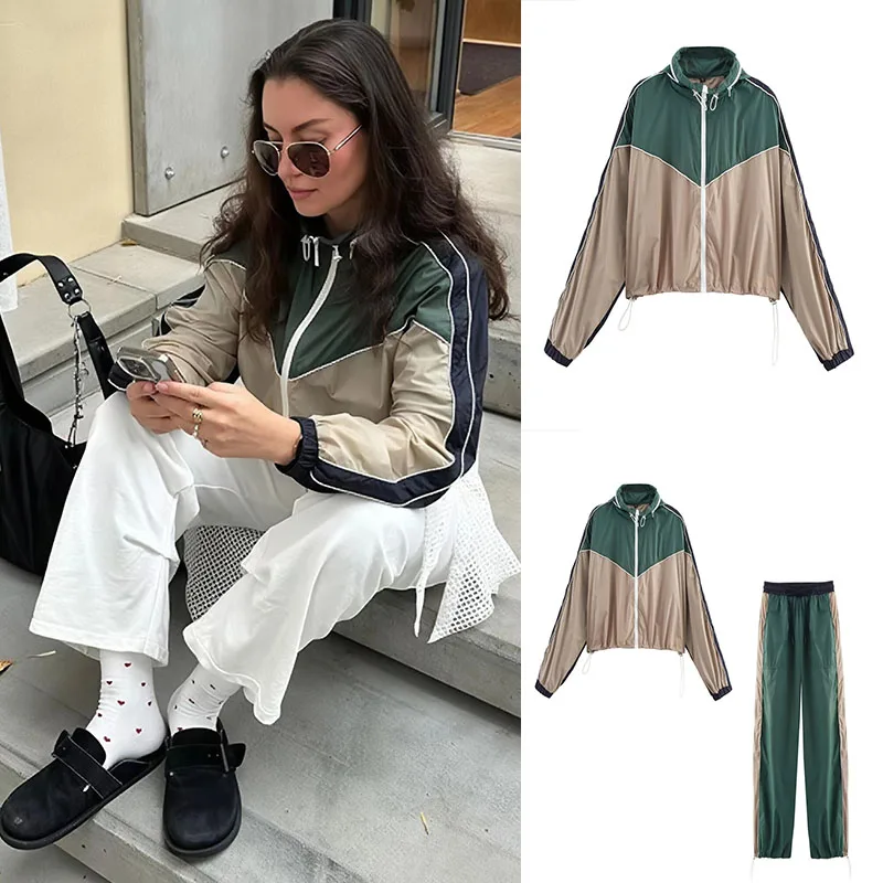 Guobioziy Women's Suit 2026 Spring and Autumn Collection featuring a multicolor zipper design and European casual fashion style