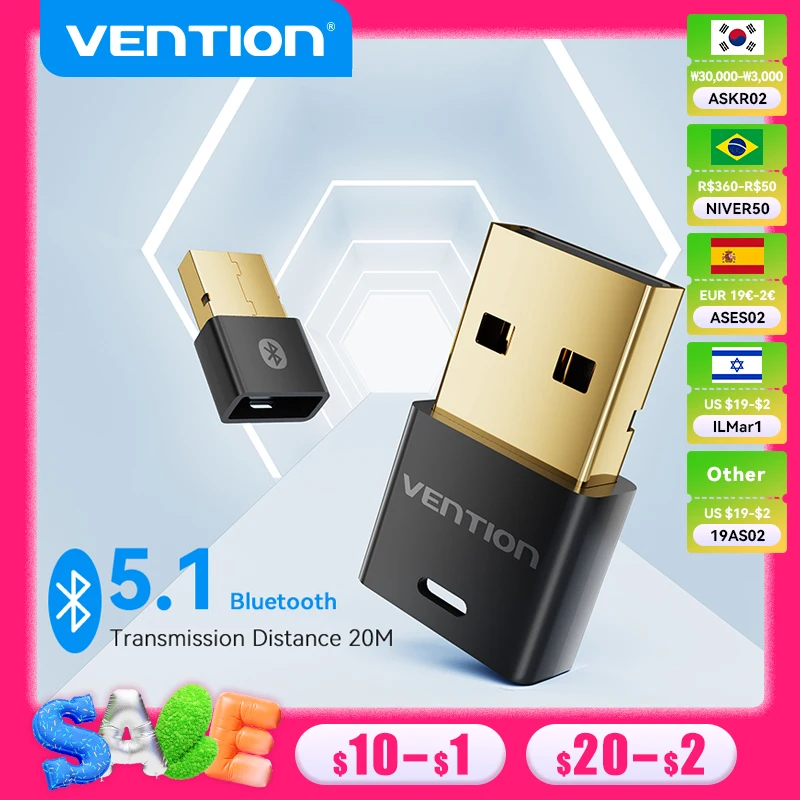 Vention USB Bluetooth Adapter Music Audio Receiver Laptop Transmitter for PC Wireless Mouse Music Dongle Apt-X Bluetooth 5.1