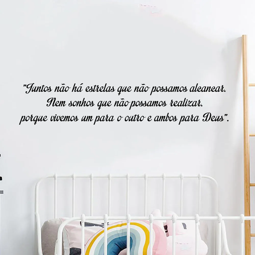 Portuguese Together There Are No Stars Wall Sticker Family Love Quote We Live for One Another and Both for God Wall Decal Vinyl