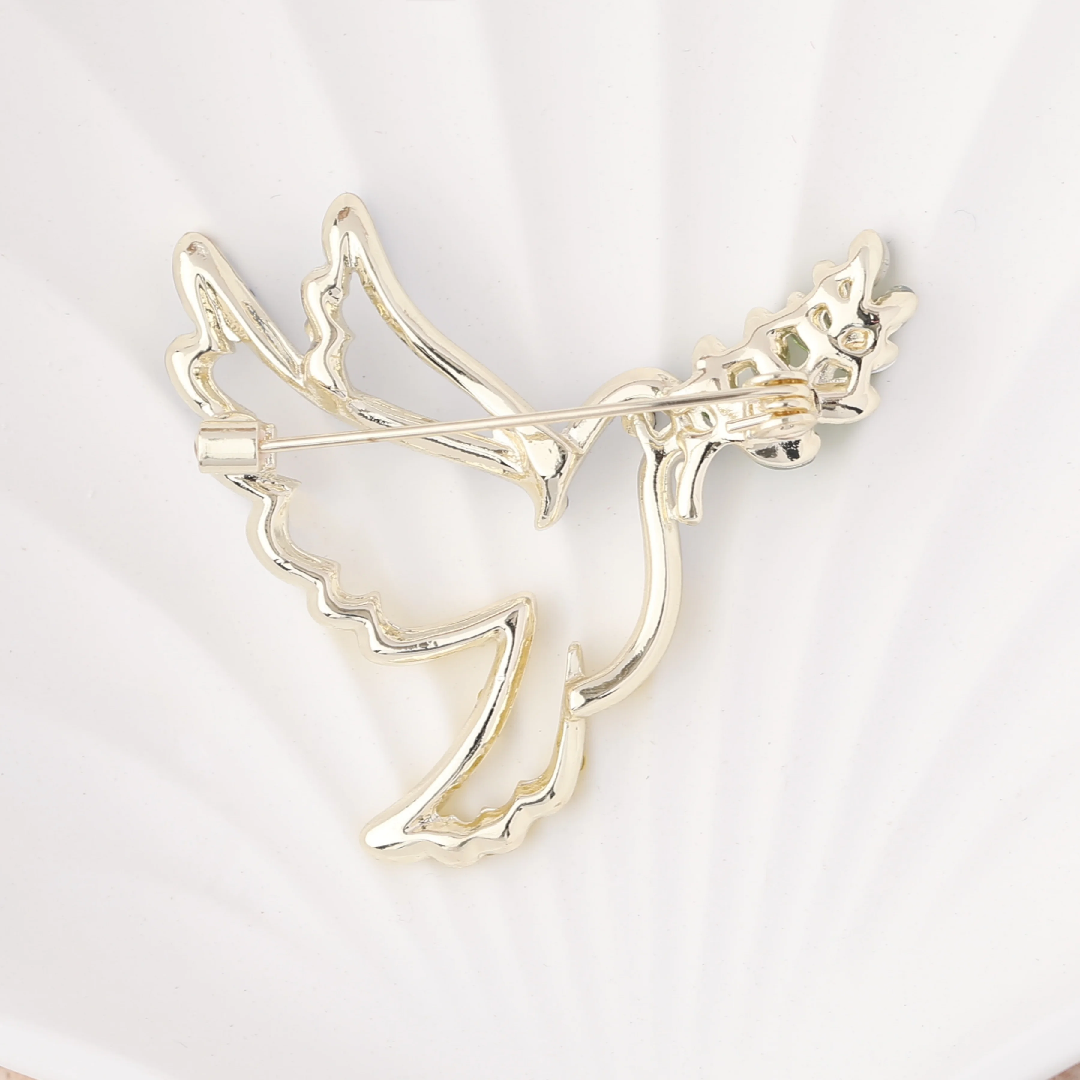 Luxury Jewelry 4-Color Peace Dove Brooch Pin White Dove Women Brooch Ukraine Rhinestone Enamel Pin Gift For Her