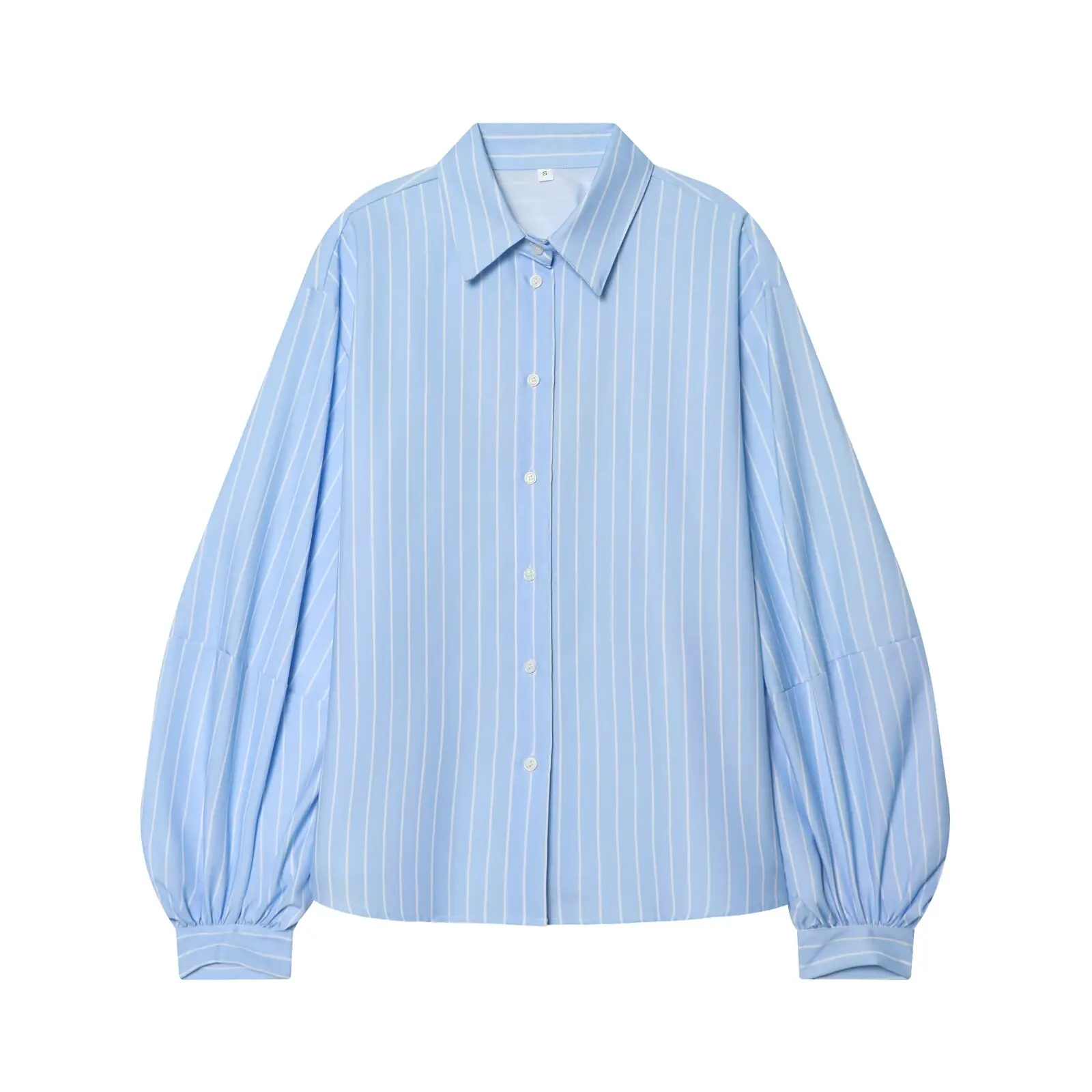 

WOMAN 2026 Summer New Fashionable Casual Bubble Sleeve Striped Long Sleeve Shirt Retro Versatile Women's cardigan Blouses Mujer