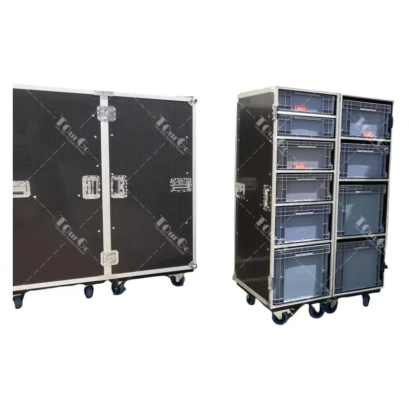 Customizable Storage Flight Case with 10 Large Spaces Movable Multi-Use Tool Case for Plastic Bins