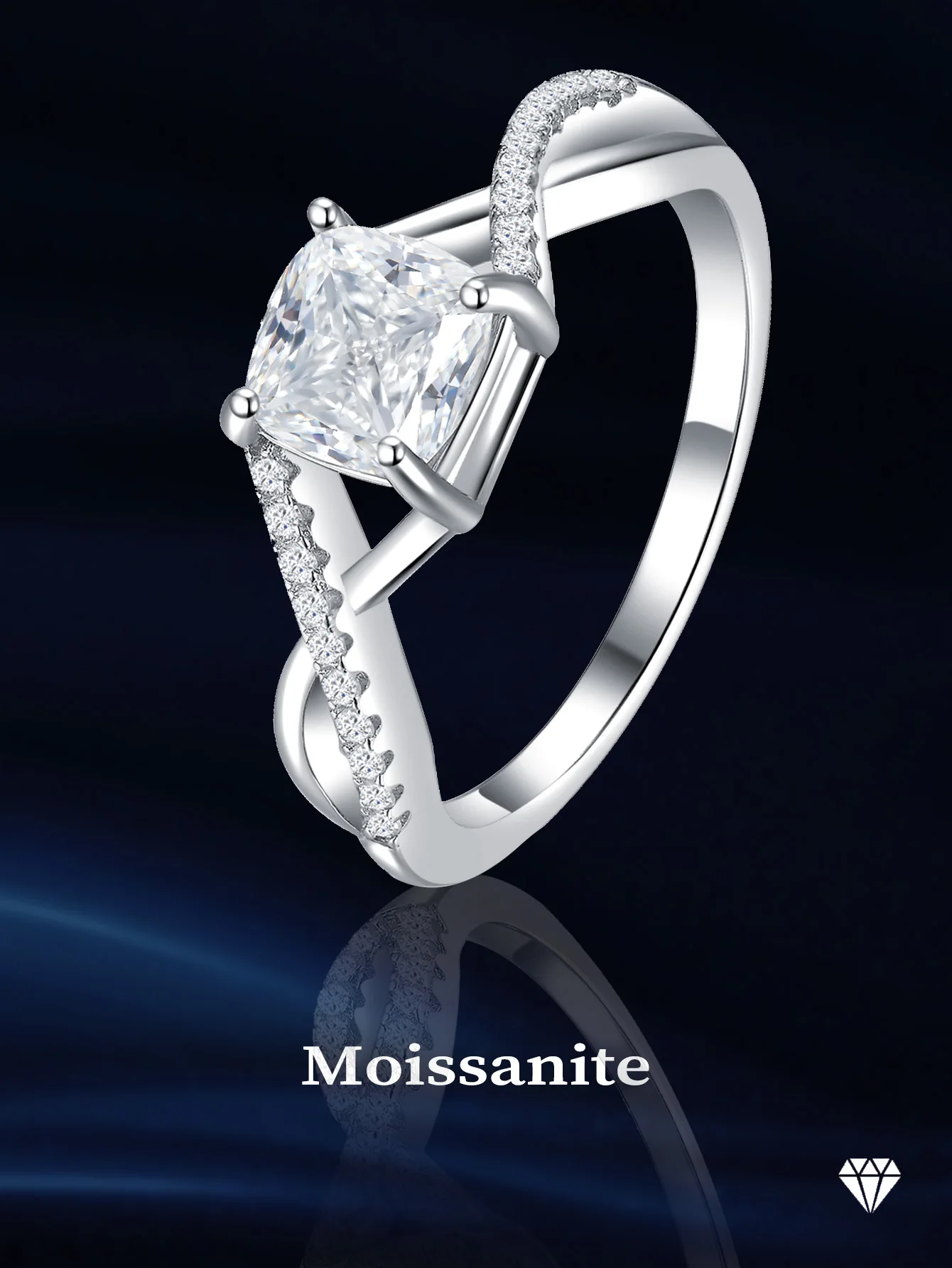 6*6mm Moissanite Rings 1ct High Quality Ring With Gra Certificate Cross Orbit Ring Engagement