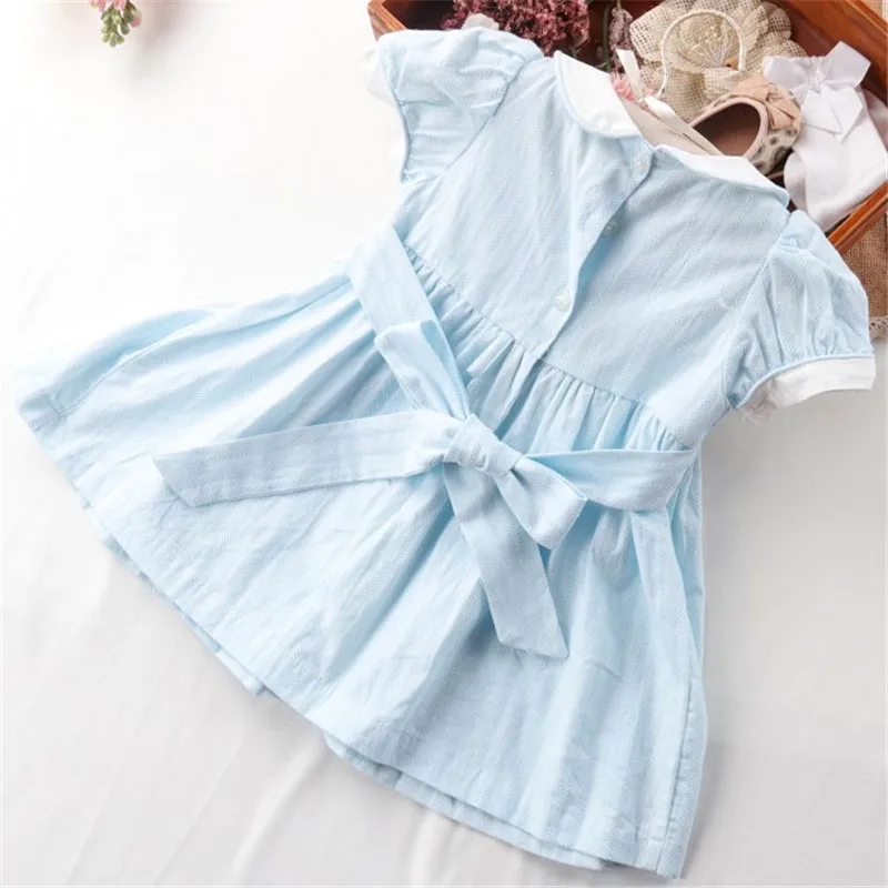 Summer handmade smocked dresses for girls vintage princess dress 2024 kids girl solid color smock vestido clothes party birthday