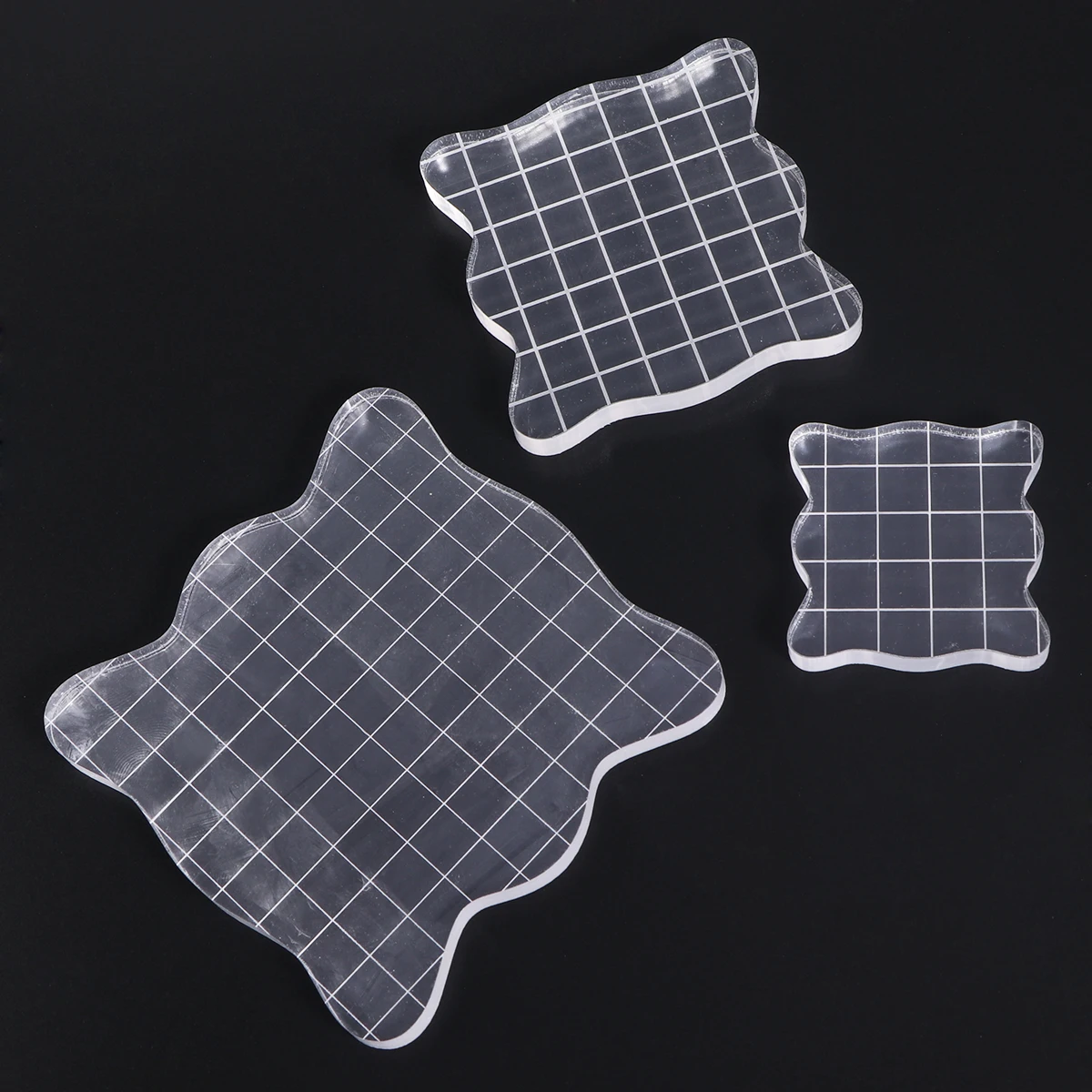 

3pcs Acrylic Clear Rubber Stamping Blocks Set with Grid Essential Stamping Tools for Scrapbooking Crafts Making