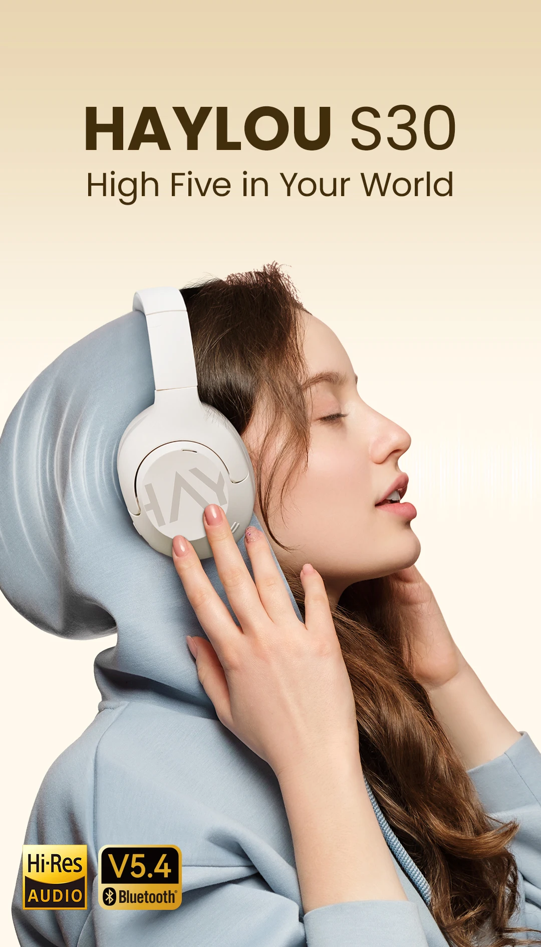Haylou S30 Wireless Bluetooth 5,4 Kopfhörer 43db Adaptive Noise Cancel ling Headsets 40mm Treiber 80h Playtime Ohrhörer – Detail 1