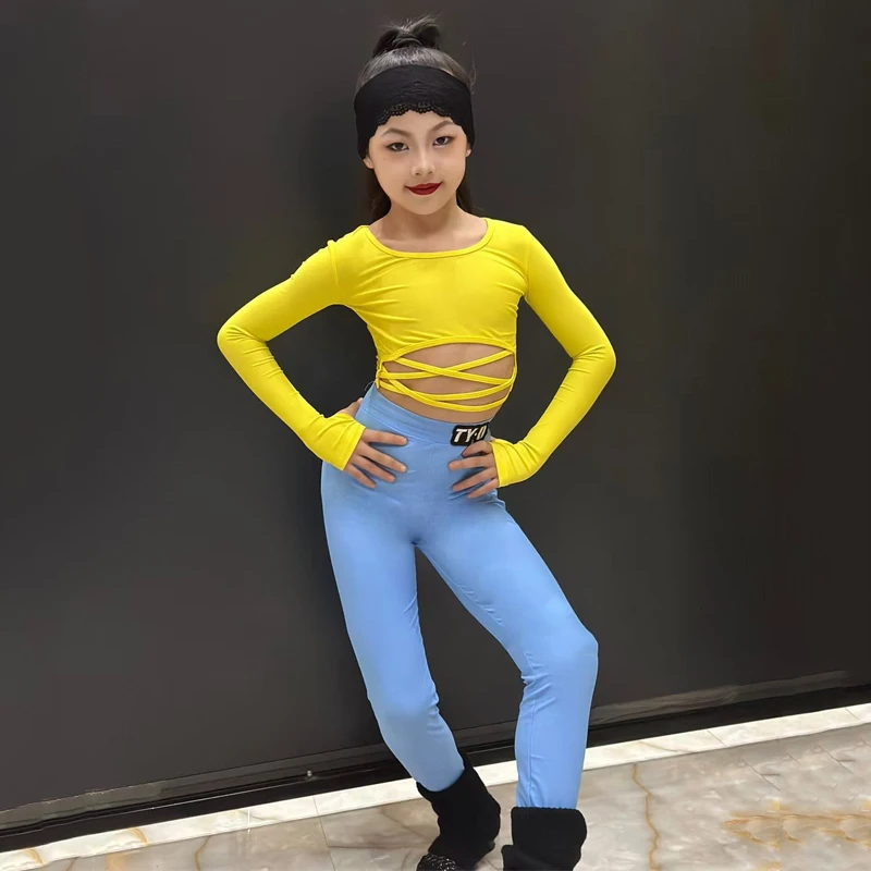 ชุดฝึกซ้อมเต้นละตินสำหรับเด็ก ชุดแสดงเต้นรำรุมบ้าละตินสำหรับเด็ก ชุดเต้นแทงโก้บอลรูมสำหรับเด็กผู้หญิง DW11097