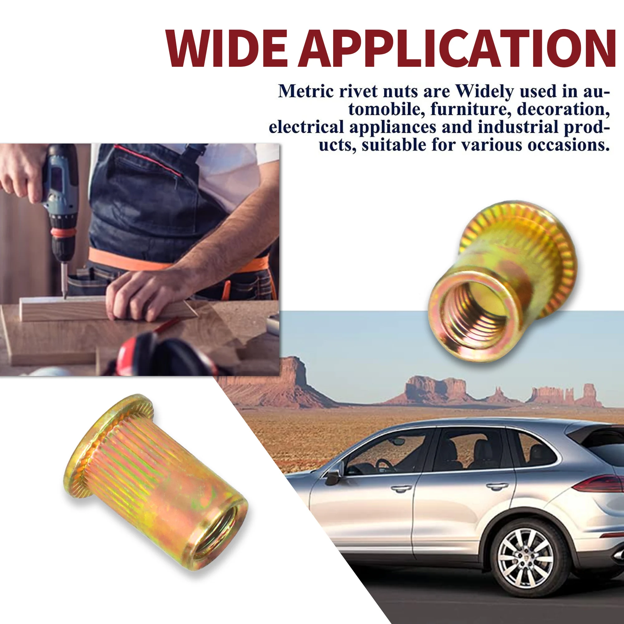 20/10PCS Rivet Nuts Threaded insert Nutsert Nuts M3 M4 M5 M6 M8  Flat Head Threaded Nuts Knurled Nuts Rivet Nut Nutsert Cap