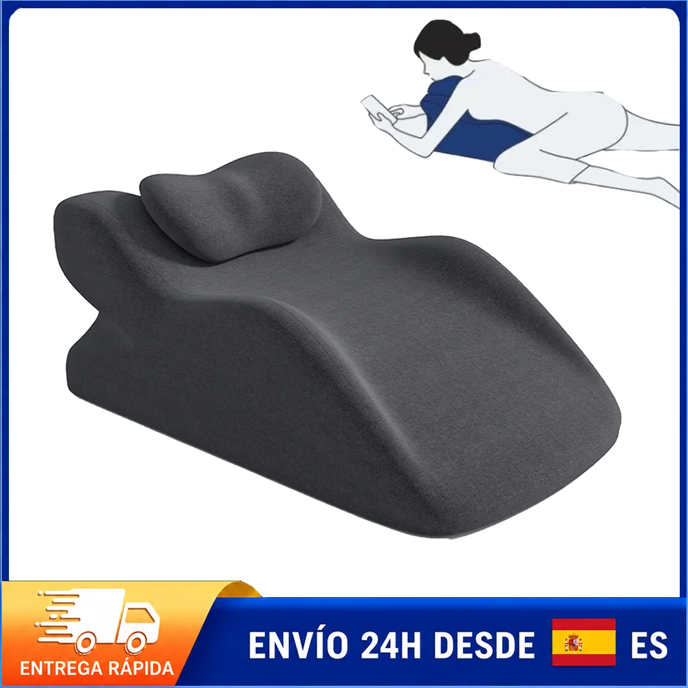 3060    almohada ergonomica en forma de cuna para aliviar el dolor de espalda cuello y piernas reflujo acido y ronquidos - cojin de soporte suave y lavable para dormir