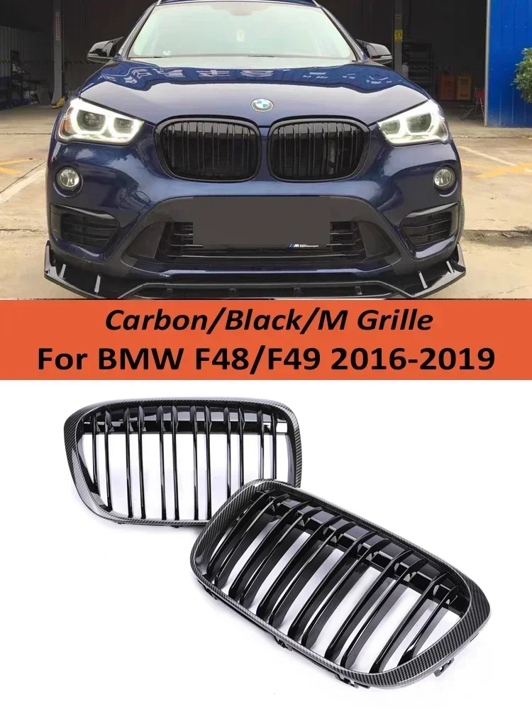 

Front Kidney Bumper Grills Carbon Fiber Console Cente Grille For BMW X1 Series F48 F49 2016-2019 SDrive20i SDrive18i Accessories