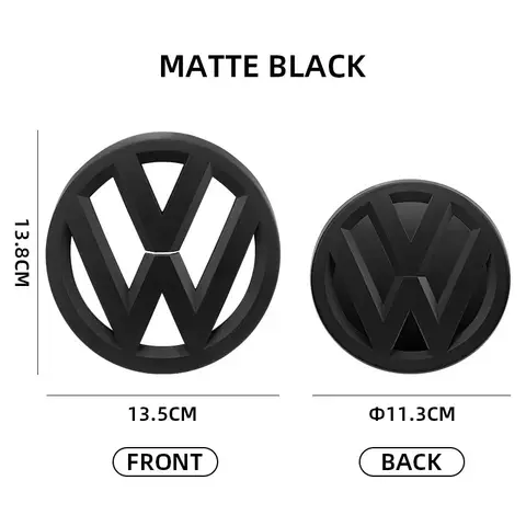 2 Pieces Chrome Car Front Grille Emblem 137mm Rear Trunk Lid Badge 115mm Car Emblem for Volkswagen VW Golf 7 2014 2018