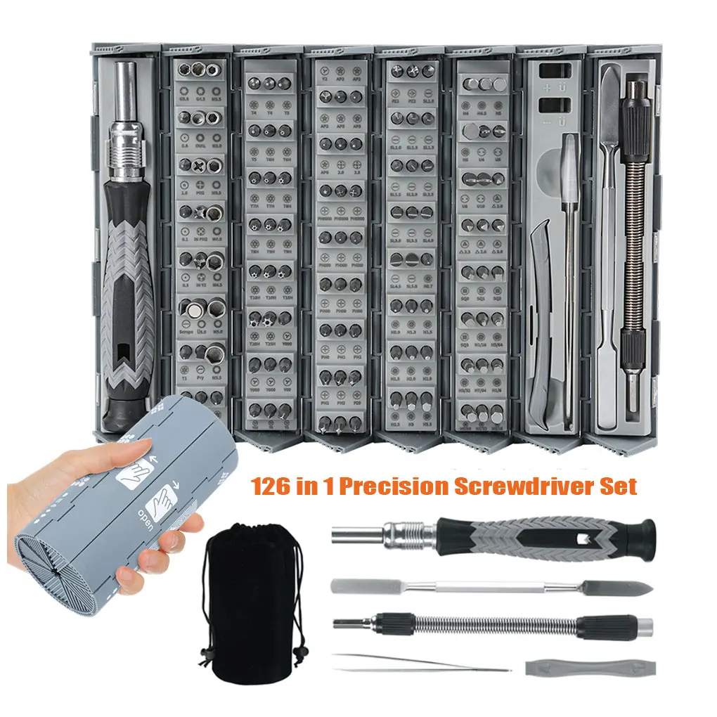 126 In 1 Magnetic Precision Screwdriver Tool Set Versatile Set Suitable For Wide Range Of Electronic Devices Repairs