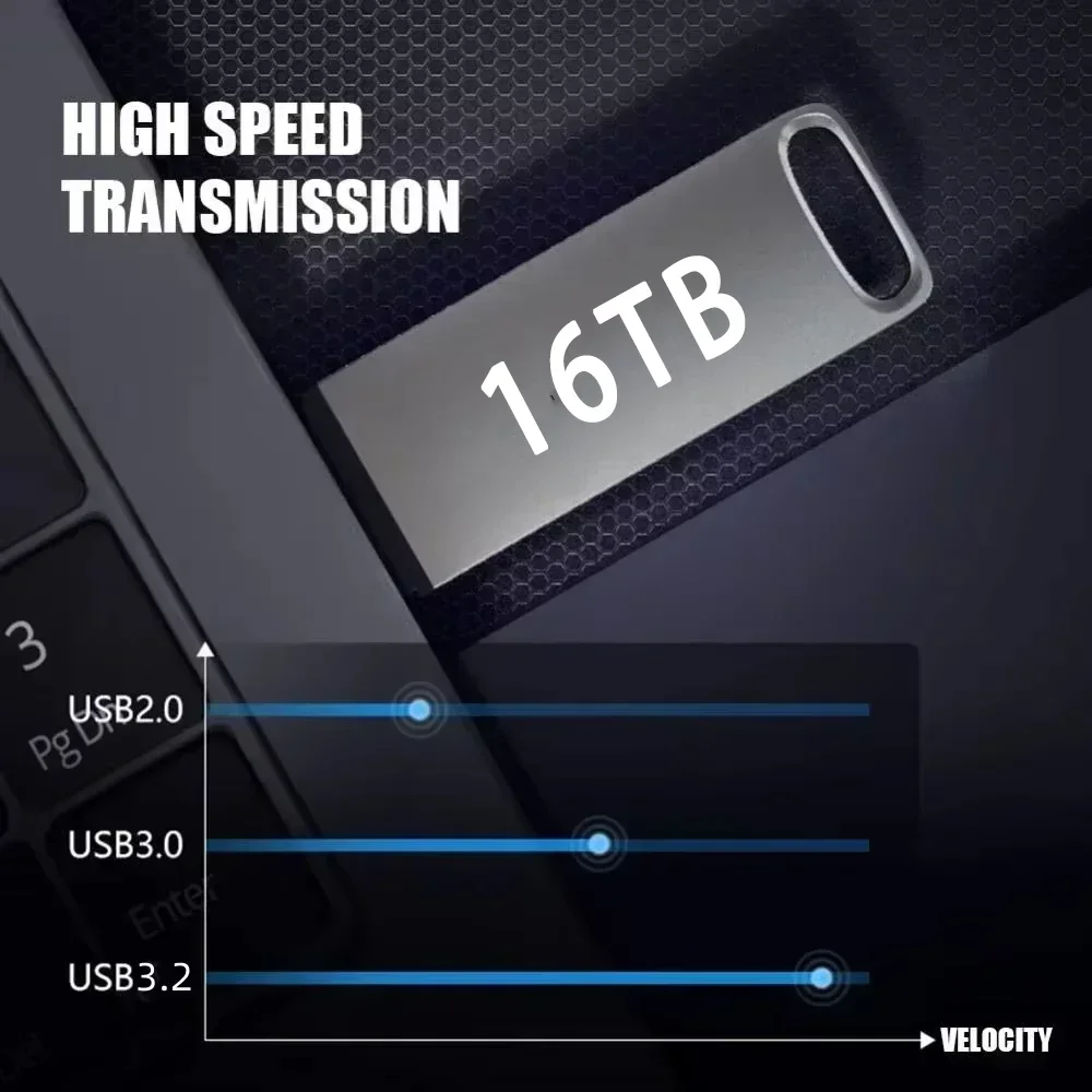 64TB Pen Drive USB 3.2 Flash Drive High-Speed Pen Drive Metal USB Memory For Computer Storage Devices 8TB 16TB Car Music Adapter