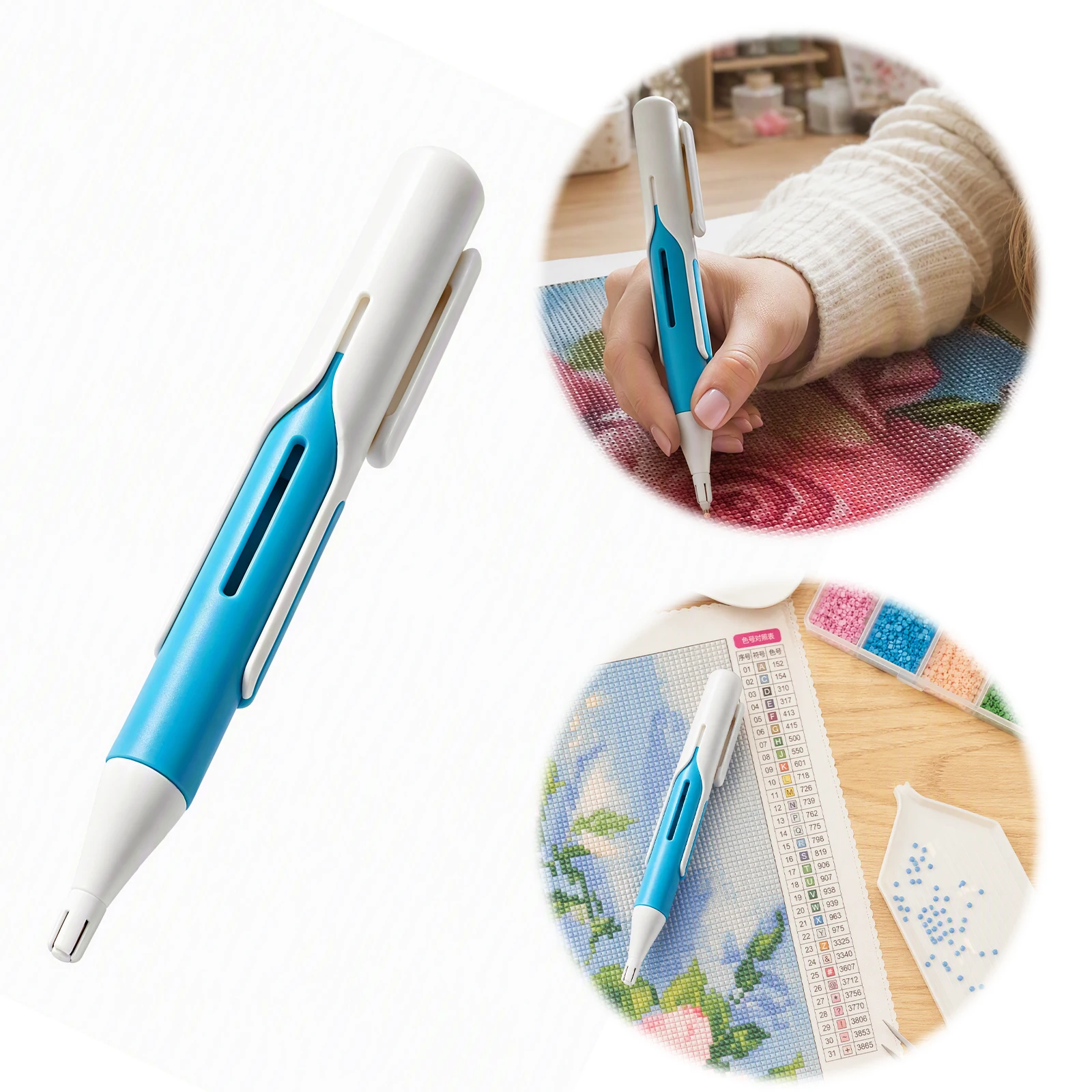 Auto Diamond Painting Pen No Wax Self-Priming Drill Pen for 2.8mm Round Drills DIY Craft Tool Accessories Adults Set