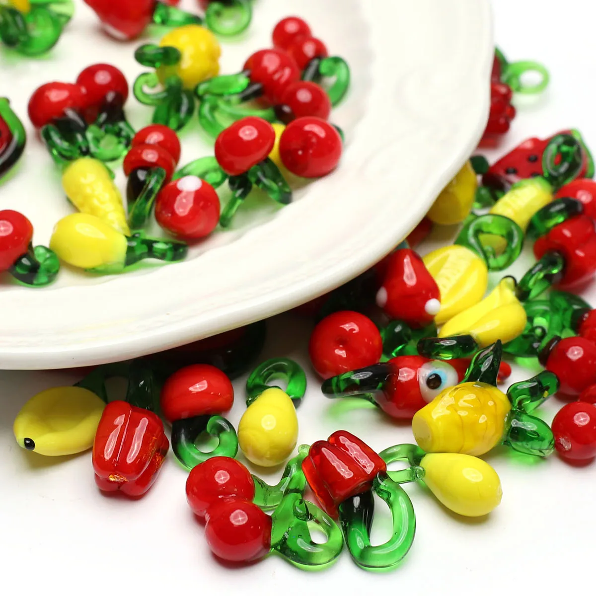 30PCS Random Colors Acrylic Small Pendant  Childlike Fruit and Vegetable Shape Children's Jewelry Making DIY Necklace Earrings