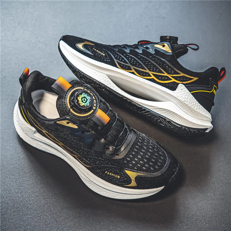 Summer Breathable Casual Sports Shoes for Men, New Fashionable and Versatile Breathable Mesh Rotating Buckle Running Shoes Suitable for Outdoor Sports and Daily Wear