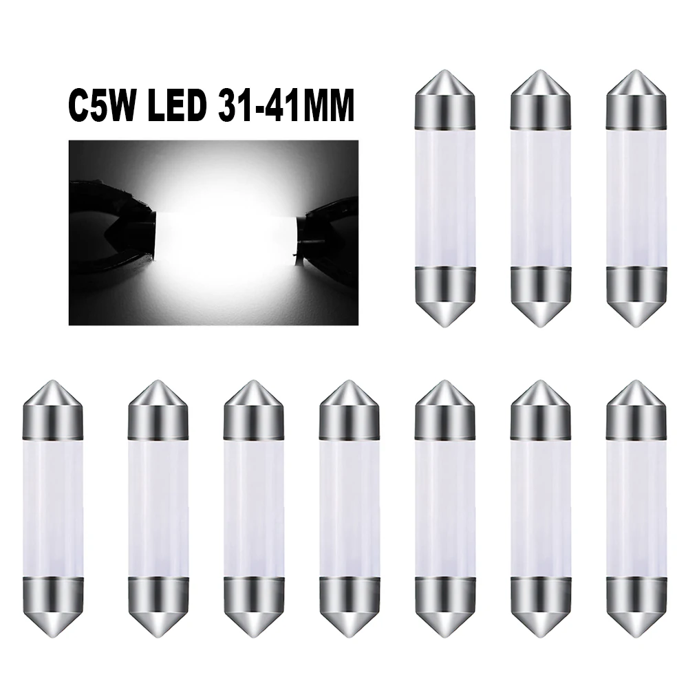 4/10 PCS C5W Festoon 31mm 36mm 39mm 41mm LED Bulbs COB 12V 6000K White Car Interior Dome Maps Reading Trunk License Plate Lights