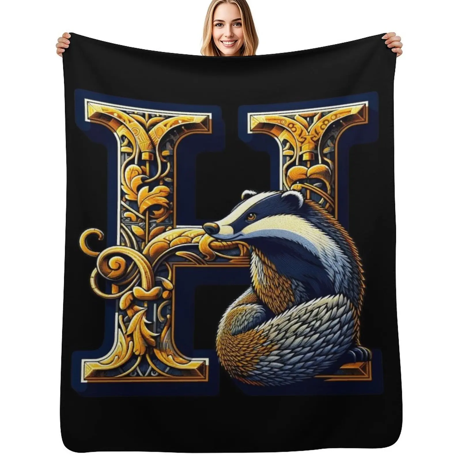 

Badger and the letter H - Fantasy Throw Blanket Lightweight Cozy Blanket for Bed Sofa