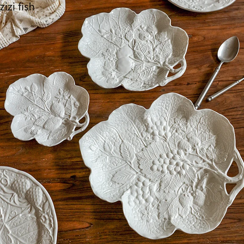 الإغاثة العنب طبق سيراميك الإبداعية ستيك لوحة كيك تحلية أطباق فاكهه أطباق تخدم المطبخ الجزيئي أدوات المائدة #5