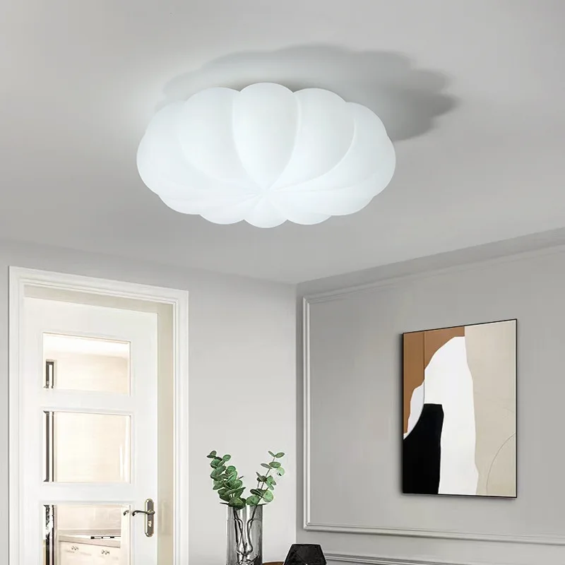 Imagem -02 - Nórdico Led Rodada Luz de Teto Lâmpada do Teto do Quarto Estilo Flor Quarto Branco Lâmpada de Decoração Iluminação Interior 220v