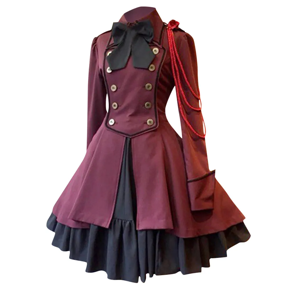 

Women Medieval Retro Dress Court Princess Elegant Square Collar Patchwork Ball Gown Gothic Dress Plus Size Cosplay Costume