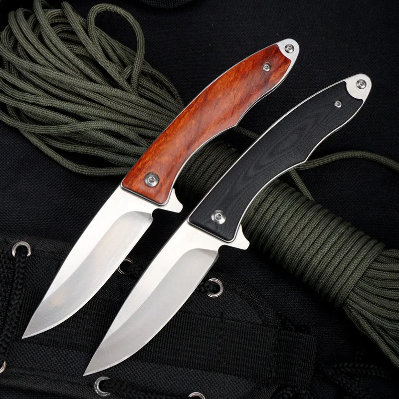 New High Quality Outdoor Tactical Pocket Folding Knife Mahogany G10 Handle Wilderness Survival Portable Knives EDC Tool