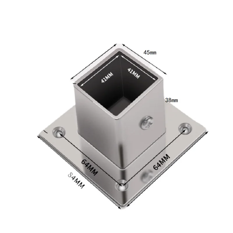 4PCS 40MM Stainless steel square tube flange base mounted tube bracket accessories shelf clothes pole tube seat